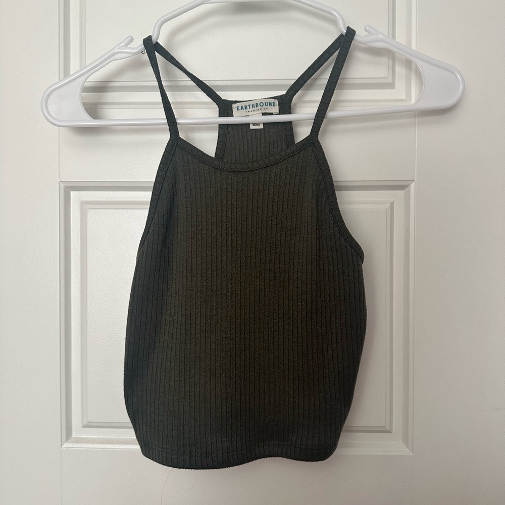 Earthbound - S - Dark green cropped tank